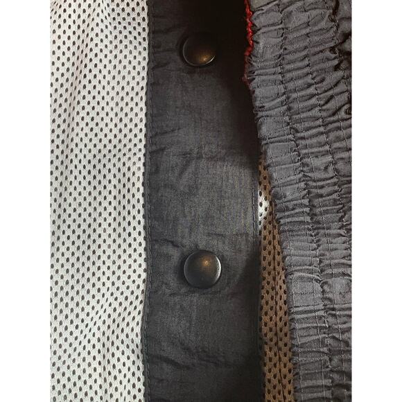 Rebook Track Pants Mens Size Large Black Snaps Up Side No String Mesh Athletic - Picture 10 of 10